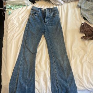 Abercrombie the flare ultra high rise blue denim jean